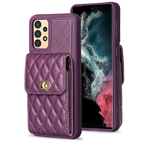 Coque Silicone Gel Motif Cuir Housse Etui BF4 pour Samsung Galaxy A13 4G Violet