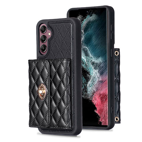 Coque Silicone Gel Motif Cuir Housse Etui BF4 pour Samsung Galaxy A14 4G Noir