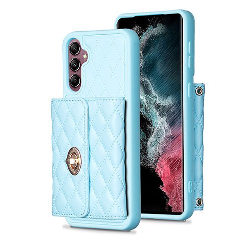 Coque Silicone Gel Motif Cuir Housse Etui BF4 pour Samsung Galaxy A14 5G Bleu Ciel