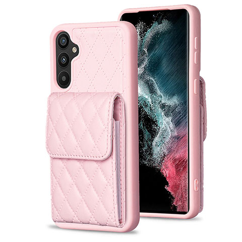 Coque Silicone Gel Motif Cuir Housse Etui BF4 pour Samsung Galaxy A34 5G Or Rose