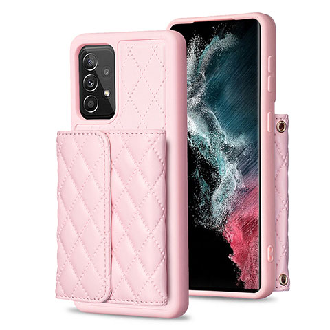 Coque Silicone Gel Motif Cuir Housse Etui BF4 pour Samsung Galaxy A52 4G Or Rose