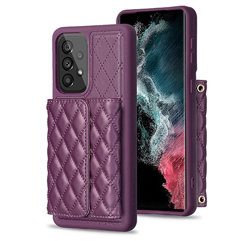 Coque Silicone Gel Motif Cuir Housse Etui BF4 pour Samsung Galaxy A53 5G Violet