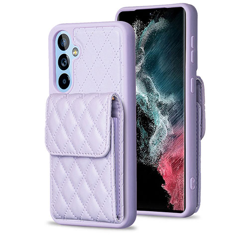 Coque Silicone Gel Motif Cuir Housse Etui BF4 pour Samsung Galaxy Quantum4 5G Violet Clair