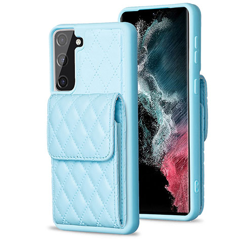 Coque Silicone Gel Motif Cuir Housse Etui BF4 pour Samsung Galaxy S21 FE 5G Bleu Ciel