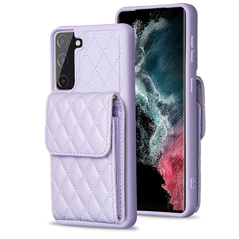 Coque Silicone Gel Motif Cuir Housse Etui BF4 pour Samsung Galaxy S21 FE 5G Violet Clair