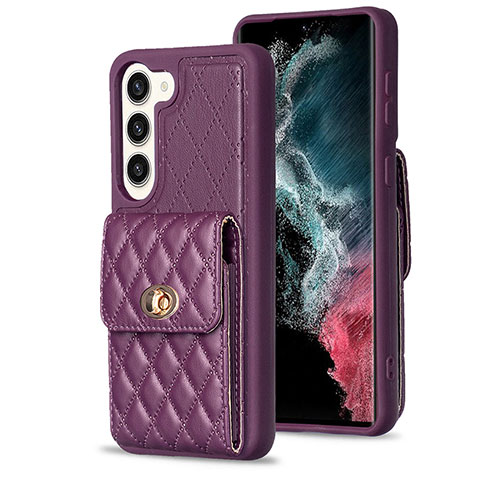 Coque Silicone Gel Motif Cuir Housse Etui BF4 pour Samsung Galaxy S22 Plus 5G Violet