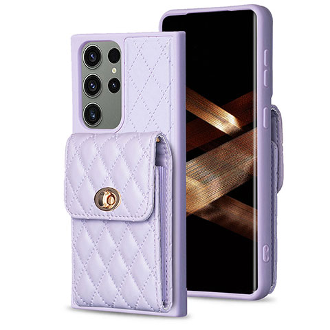 Coque Silicone Gel Motif Cuir Housse Etui BF4 pour Samsung Galaxy S25 Ultra 5G Violet Clair