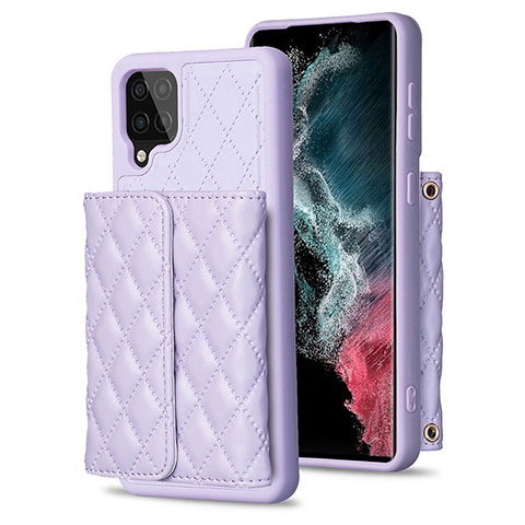 Coque Silicone Gel Motif Cuir Housse Etui BF5 pour Samsung Galaxy A12 Nacho Violet Clair