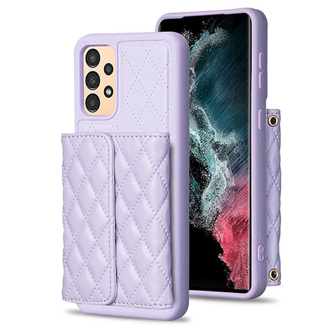 Coque Silicone Gel Motif Cuir Housse Etui BF5 pour Samsung Galaxy A13 4G Violet Clair