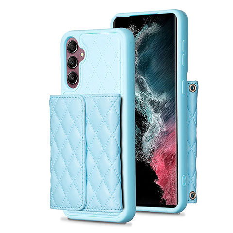 Coque Silicone Gel Motif Cuir Housse Etui BF5 pour Samsung Galaxy A14 5G Bleu Ciel