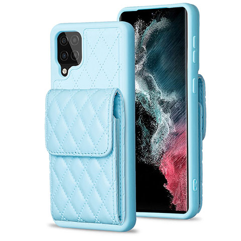 Coque Silicone Gel Motif Cuir Housse Etui BF6 pour Samsung Galaxy A12 Bleu Ciel