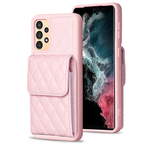 Coque Silicone Gel Motif Cuir Housse Etui BF6 pour Samsung Galaxy A13 4G Or Rose