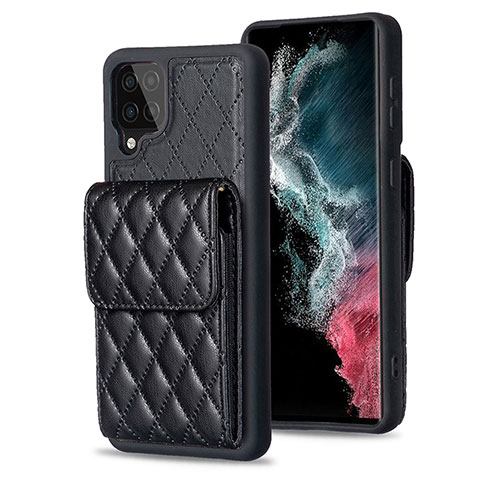 Coque Silicone Gel Motif Cuir Housse Etui BF6 pour Samsung Galaxy F12 Noir