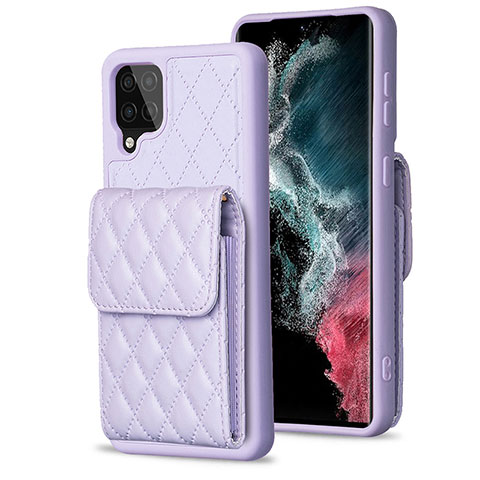 Coque Silicone Gel Motif Cuir Housse Etui BF6 pour Samsung Galaxy M12 Violet Clair