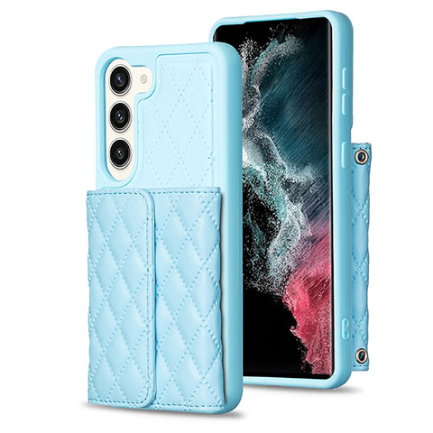 Coque Silicone Gel Motif Cuir Housse Etui BF6 pour Samsung Galaxy S23 Plus 5G Bleu Clair