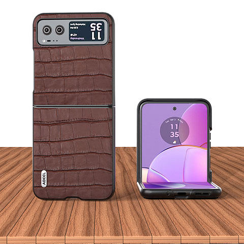 Coque Silicone Gel Motif Cuir Housse Etui BH10 pour Motorola Moto Razr 40 5G Marron