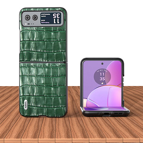 Coque Silicone Gel Motif Cuir Housse Etui BH10 pour Motorola Moto Razr 40 5G Vert