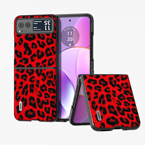 Coque Silicone Gel Motif Cuir Housse Etui BH2 pour Motorola Moto Razr 40 5G Rouge