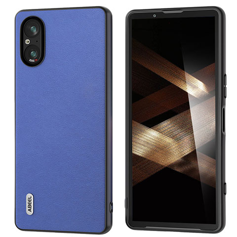 Coque Silicone Gel Motif Cuir Housse Etui BH4 pour Sony Xperia 5 V Bleu Royal