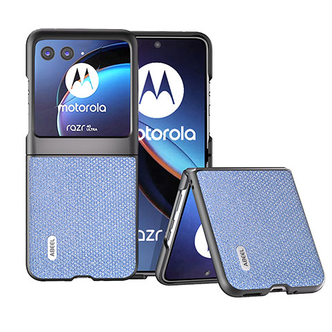 Coque Silicone Gel Motif Cuir Housse Etui BH6 pour Motorola Moto Razr 40 Ultra 5G Bleu