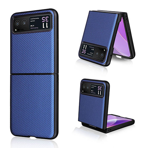 Coque Silicone Gel Motif Cuir Housse Etui BY1 pour Motorola Moto Razr 40 5G Bleu