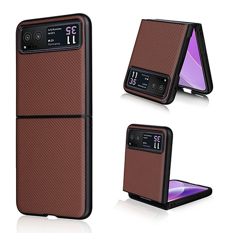 Coque Silicone Gel Motif Cuir Housse Etui BY1 pour Motorola Moto Razr 40 5G Marron