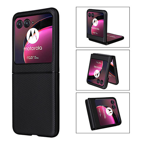 Coque Silicone Gel Motif Cuir Housse Etui BY3 pour Motorola Moto Razr 40 Ultra 5G Noir