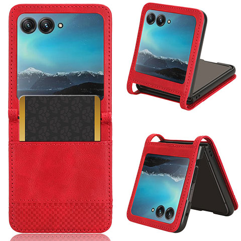 Coque Silicone Gel Motif Cuir Housse Etui BY7 pour Motorola Moto Razr 40 Ultra 5G Rouge