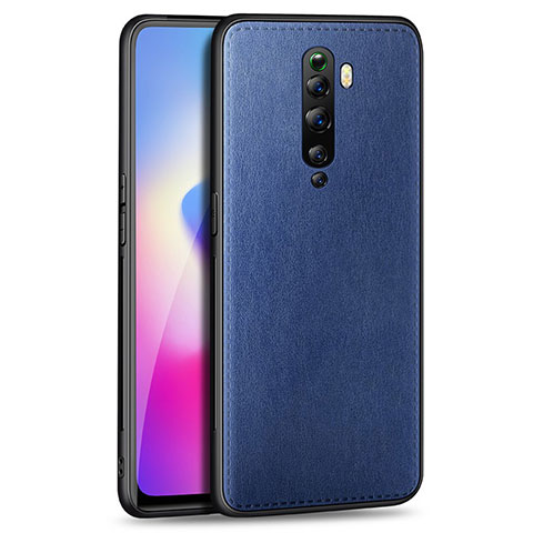 Coque Silicone Gel Motif Cuir Housse Etui C02 pour Oppo Reno2 Z Bleu