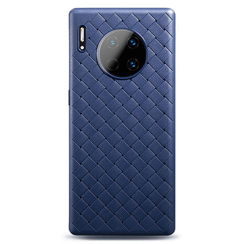 Coque Silicone Gel Motif Cuir Housse Etui D01 pour Huawei Mate 30 Bleu