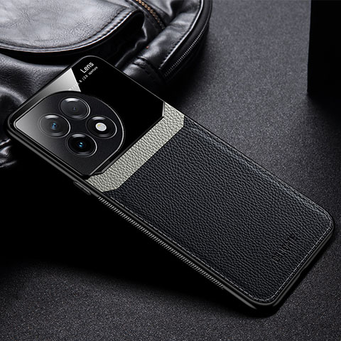 Coque Silicone Gel Motif Cuir Housse Etui FL1 pour OnePlus 11 5G Noir