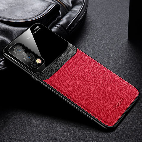 Coque Silicone Gel Motif Cuir Housse Etui FL1 pour OnePlus Nord 2 5G Rouge