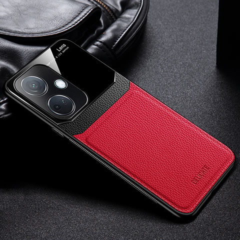 Coque Silicone Gel Motif Cuir Housse Etui FL1 pour Oppo K11 5G Rouge