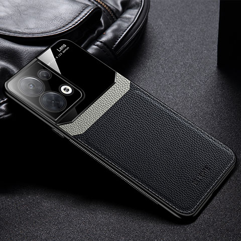 Coque Silicone Gel Motif Cuir Housse Etui FL1 pour Oppo Reno8 5G Noir