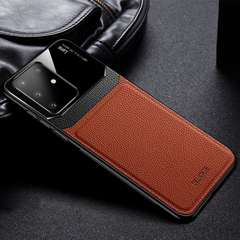 Coque Silicone Gel Motif Cuir Housse Etui FL1 pour Samsung Galaxy M80S Marron