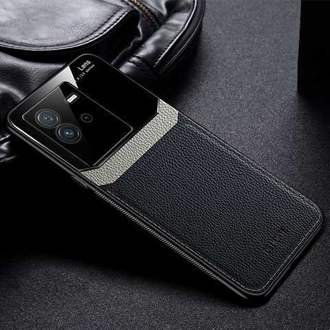 Coque Silicone Gel Motif Cuir Housse Etui FL1 pour Vivo iQOO Neo6 SE 5G Noir