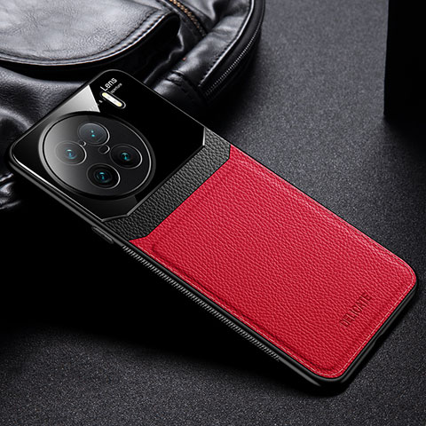 Coque Silicone Gel Motif Cuir Housse Etui FL1 pour Vivo X90 Pro+ Plus 5G Rouge