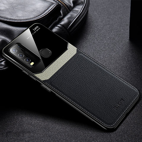 Coque Silicone Gel Motif Cuir Housse Etui FL1 pour Vivo Y50 Noir