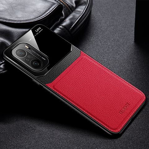 Coque Silicone Gel Motif Cuir Housse Etui FL1 pour Xiaomi Mi 11X 5G Rouge