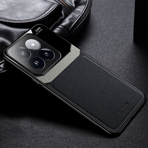 Coque Silicone Gel Motif Cuir Housse Etui FL1 pour Xiaomi Mi 14 5G Noir