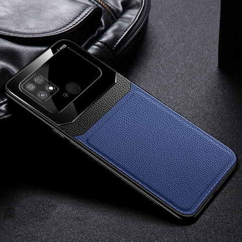 Coque Silicone Gel Motif Cuir Housse Etui FL1 pour Xiaomi Poco C40 Bleu