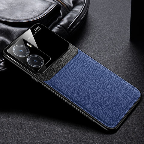 Coque Silicone Gel Motif Cuir Housse Etui FL1 pour Xiaomi Poco C50 Bleu