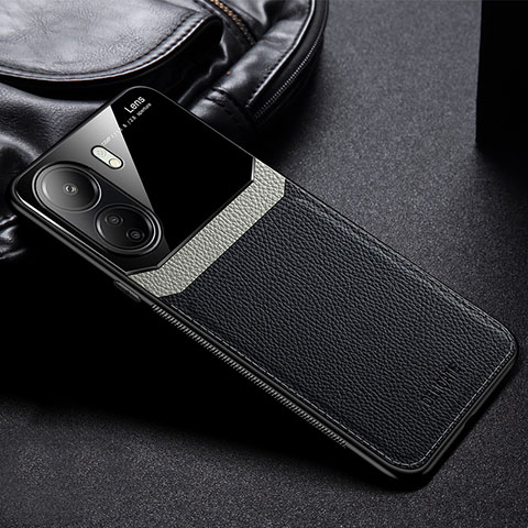 Coque Silicone Gel Motif Cuir Housse Etui FL1 pour Xiaomi Poco C65 Noir