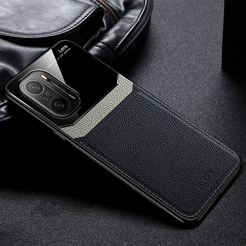 Coque Silicone Gel Motif Cuir Housse Etui FL1 pour Xiaomi Poco F3 5G Noir