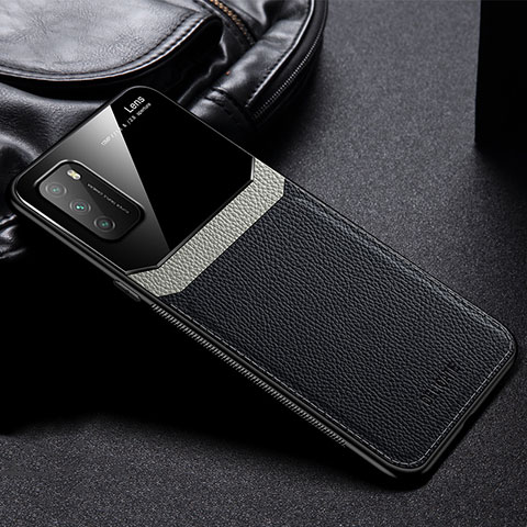 Coque Silicone Gel Motif Cuir Housse Etui FL1 pour Xiaomi Poco M3 Noir