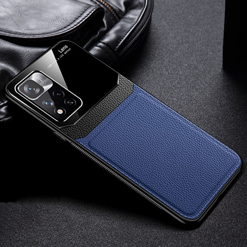 Coque Silicone Gel Motif Cuir Housse Etui FL1 pour Xiaomi Poco M4 Pro 5G Bleu