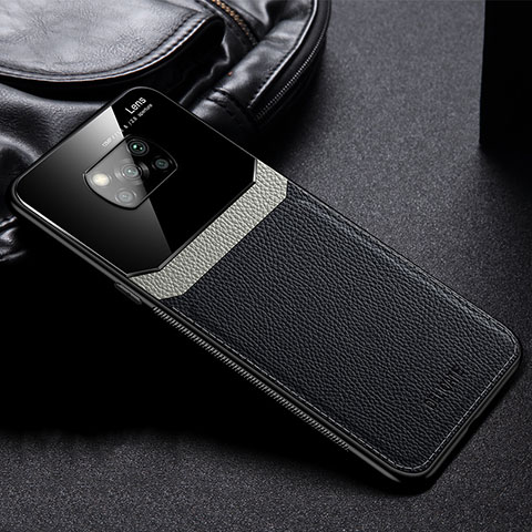 Coque Silicone Gel Motif Cuir Housse Etui FL1 pour Xiaomi Poco X3 Noir