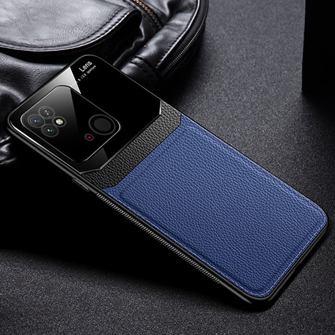 Coque Silicone Gel Motif Cuir Housse Etui FL1 pour Xiaomi Redmi 10C 4G Bleu