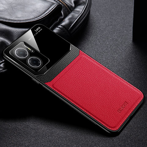 Coque Silicone Gel Motif Cuir Housse Etui FL1 pour Xiaomi Redmi 11 Prime 5G Rouge