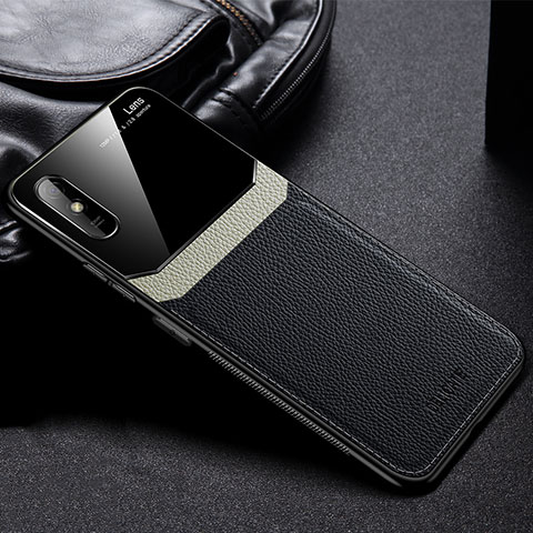 Coque Silicone Gel Motif Cuir Housse Etui FL1 pour Xiaomi Redmi 9A Noir